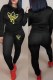 Yellow Fashion Casual Print Patchwork O Neck Long Sleeve Two Pieces