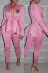 Pink Fashion Elegant Print Letter V Neck Long Sleeve Two Pieces