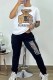 White Fashion Casual Character Letter O Neck Short Sleeve Two Pieces