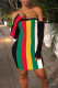 Multicolor Mstn Sexy Multicolor Striped Twilled Satin Mini Dress