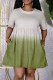 Green Fashion Casual Gradual Change Print Basic O Neck Short Sleeve Dress