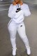 White Fashion Street Print Letter Zipper Collar Long Sleeve Two Pieces