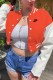 Orange Fashion Street Print Patchwork Mandarin Collar Outerwear