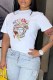 White Fashion Casual Print Letter O Neck T-Shirts