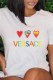White Fashion Casual Print Letter O Neck T-Shirts