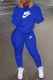 Blue Fashion Street Print Letter Zipper Collar Long Sleeve Two Pieces