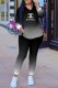 Black Fashion Casual Gradual Change Print Letter Hooded Collar Long Sleeve Two Pieces