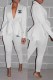 White Fashion Elegant Print Letter V Neck Long Sleeve Two Pieces