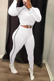 Grey Casual Sportswear Solid Draw String Frenulum Hooded Collar Long Sleeve Two Pieces