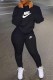 Black Fashion Street Print Letter Zipper Collar Long Sleeve Two Pieces