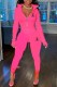 Pink Fashion Casual Print Letter Zipper Collar Long Sleeve Two Pieces