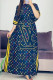 Dark Blue Fashion Casual Print Patchwork With Belt O Neck Straight Dresses