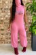 Pink Fashion Casual Letter Hot Drill Scarf Collar Loose Jumpsuits(Without Belt)
