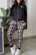 Black Fashion Casual Print Patchwork Letter Zipper Collar Long Sleeve Two Pieces