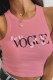 Pink Fashion Sexy Print Letter O Neck Tops