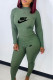 Light Green Fashion Casual Print Letter O Neck Long Sleeve Two Pieces