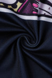 Tibetan Blue Fashion Sexy Print Bandage Backless Spaghetti Strap Sleeveless Two Pieces