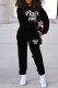 Black Casual Print Patchwork O Neck Long Sleeve Two Pieces