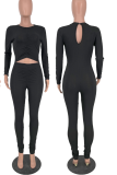Blue Sexy Solid Hollowed Out Half A Turtleneck Skinny Jumpsuits