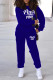 Royal Blue Casual Print Patchwork O Neck Long Sleeve Two Pieces
