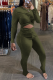 Army Green Sexy Solid Hollowed Out Half A Turtleneck Skinny Jumpsuits