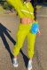 Yellow Casual Solid Patchwork Turndown Collar Long Sleeve Two Pieces