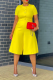 Yellow Casual Solid Patchwork O Neck Straight Rompers