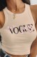Apricot Fashion Sexy Print Letter O Neck Tops