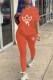 Orange Fashion Casual Print Patchwork O Neck Short Sleeve Two Pieces