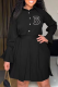 Black Casual Print Patchwork Turndown Collar Shirt Dress Dresses