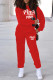 Red Casual Print Patchwork O Neck Long Sleeve Two Pieces