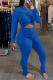 Blue Sexy Solid Hollowed Out Half A Turtleneck Skinny Jumpsuits