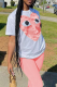 White Fashion Street Camouflage Print Patchwork O Neck T-Shirts