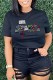 Black Fashion Casual Figure Print Patchwork O Neck T-Shirts
