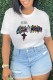 White Fashion Casual Figure Print Patchwork O Neck T-Shirts