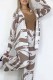 Camel Fashion Casual Print Patchwork Turndown Collar Long Sleeve Two Pieces