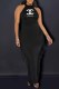 Black Fashion Sexy Print Tassel Letter O Neck Sleeveless Two Pieces