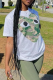 White Fashion Casual Camouflage Print Patchwork O Neck T-Shirts