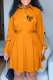Orange Casual Print Patchwork Turndown Collar Shirt Dress Dresses