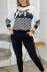 Black Fashion Casual Print Patchwork Letter O Neck Long Sleeve Two Pieces