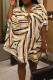 Multicolor Casual Print Patchwork Buckle Turndown Collar Straight Dresses