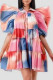 Pink Fashion Casual Print Patchwork Buckle Turndown Collar A Line Dresses