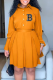 Orange Casual Print Patchwork Turndown Collar Shirt Dress Dresses