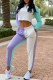 White Purple Casual Sportswear Solid Patchwork O Neck Long Sleeve Two Pieces