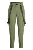 Green Fashion Casual Solid Patchwork Regular High Waist Conventional Patchwork Bottoms