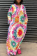 Multicolor Fashion Casual Print Tie-dye V Neck Long Sleeve Dresses