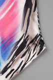 Colour Casual Print Patchwork Spaghetti Strap Sling Dress Dresses