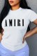 White Fashion Street Print Letter O Neck T-Shirts
