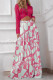 Burgundy Casual Print Bandage Patchwork Turndown Collar Long Sleeve Two Pieces