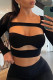 Black Fashion Sexy Solid Hollowed Out Patchwork Square Collar Tops
